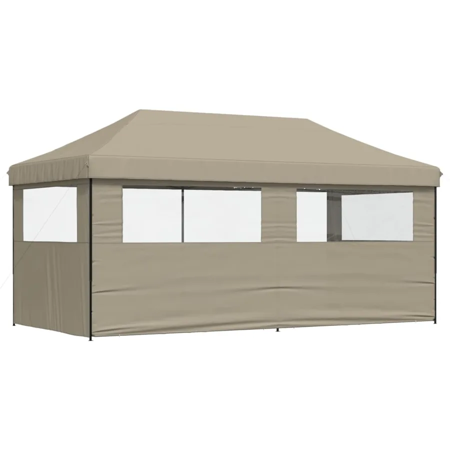 Tente de réception pliable escamotable 3 parois latérales taupe - 4