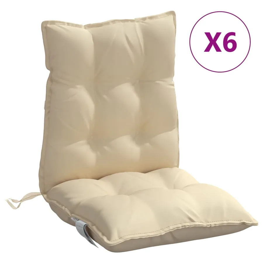 Coussins de chaise à dossier bas lot de 6 beige tissu oxford - 2