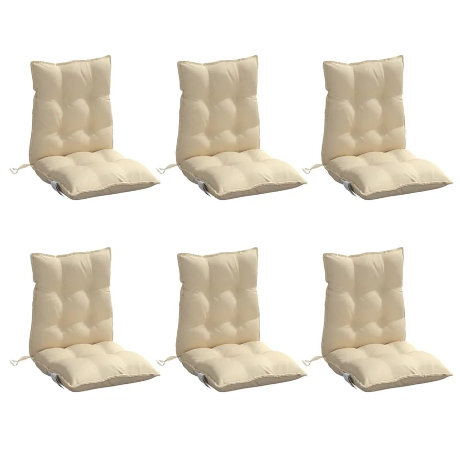 Coussins de chaise à dossier bas lot de 6 beige tissu oxford - 3