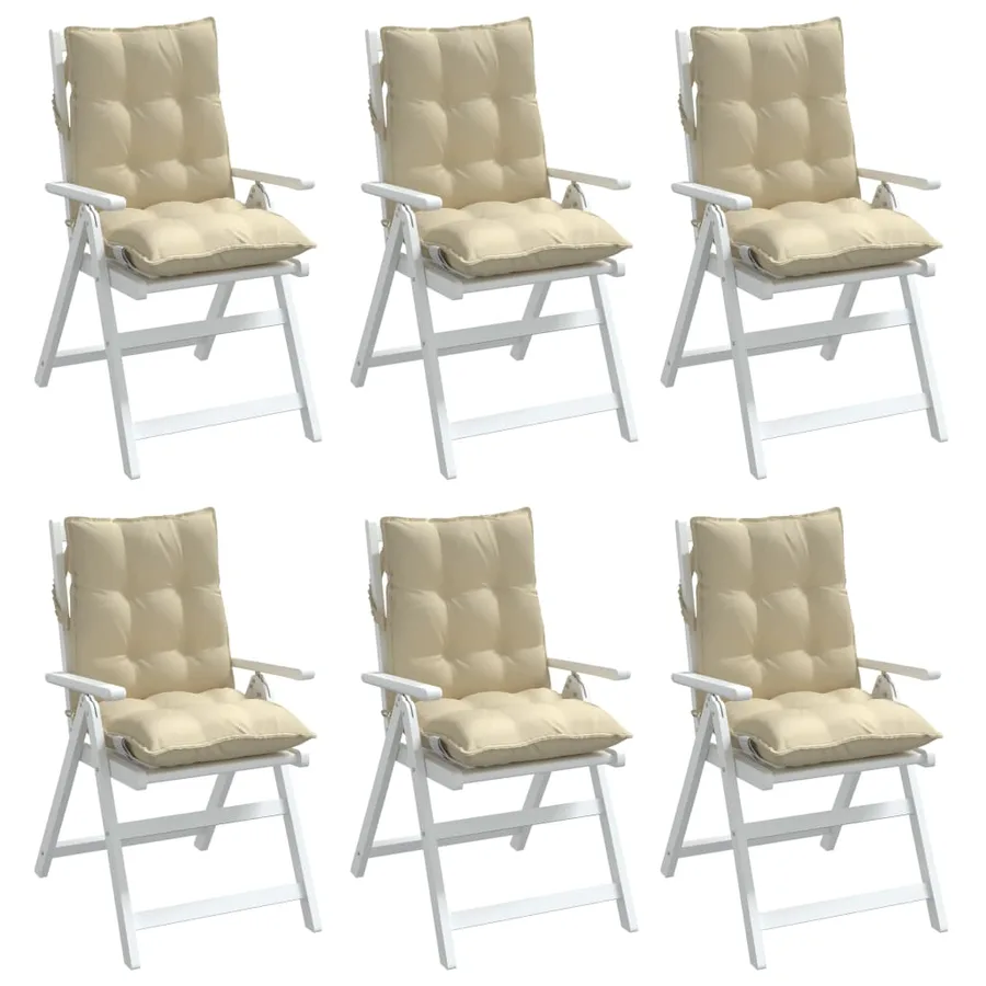 Coussins de chaise à dossier bas lot de 6 beige tissu oxford - 4