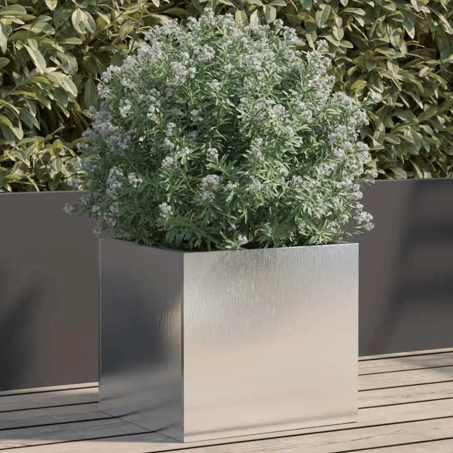 Jardinière argenté 32x30x29 cm acier inoxydable