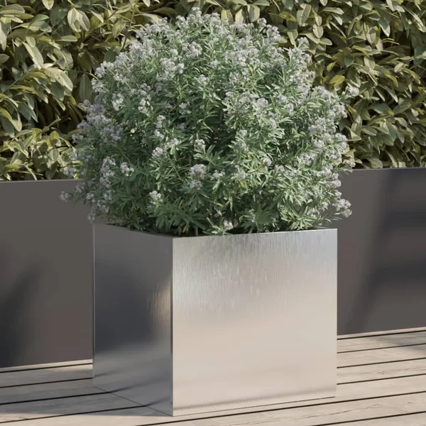 Jardinière argenté 32x30x29 cm acier inoxydable