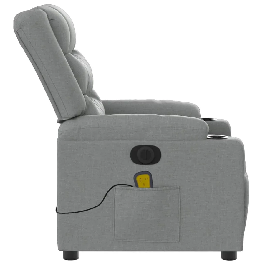 Fauteuil de massage inclinable électrique gris clair tissu - 10