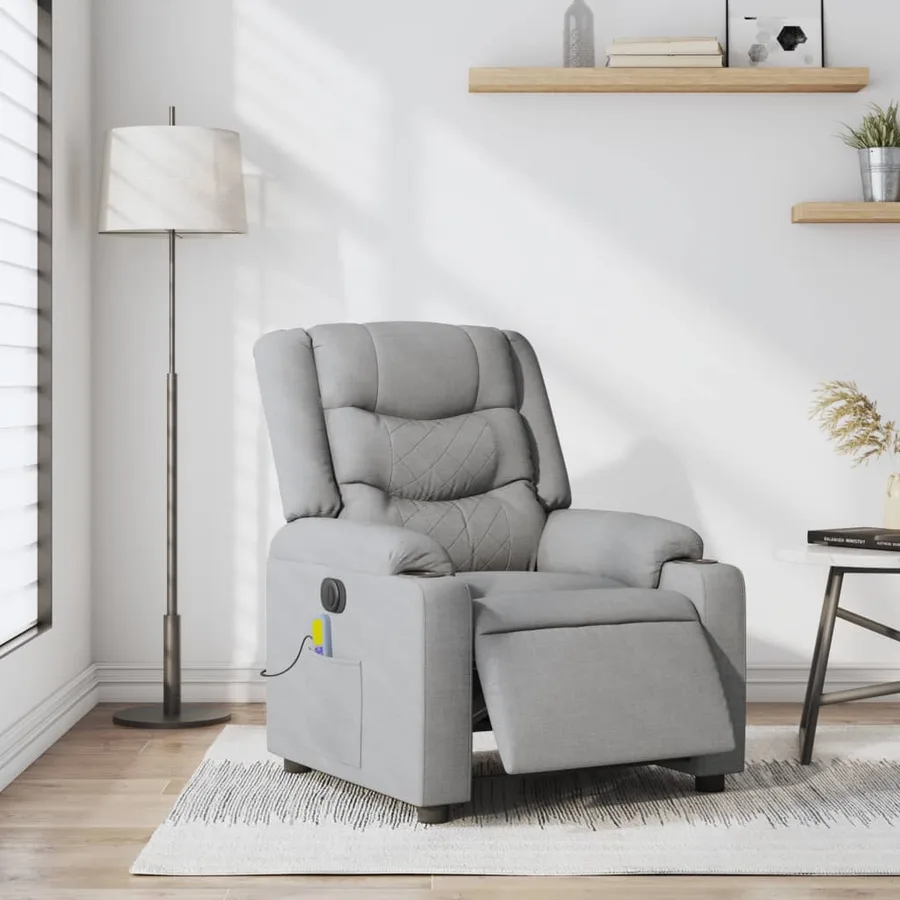 Fauteuil de massage inclinable électrique gris clair tissu - 16