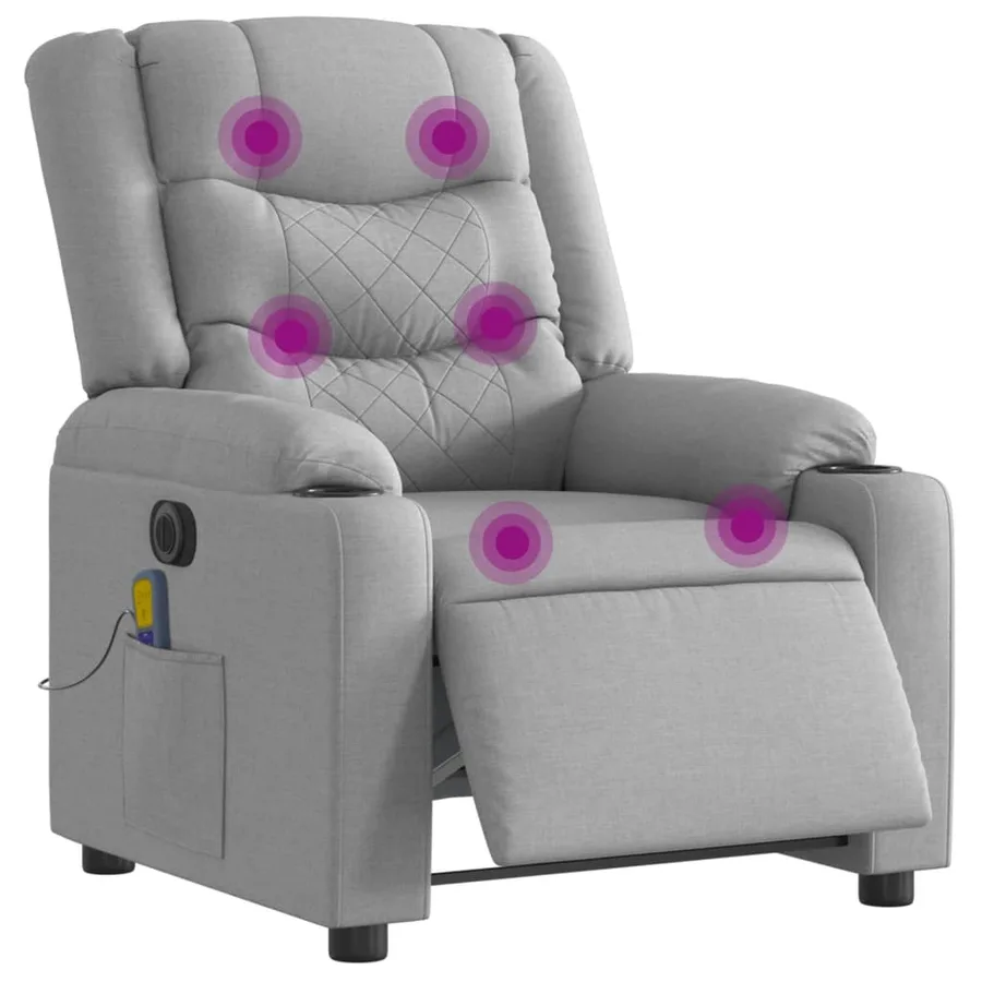 Fauteuil de massage inclinable électrique gris clair tissu - 3