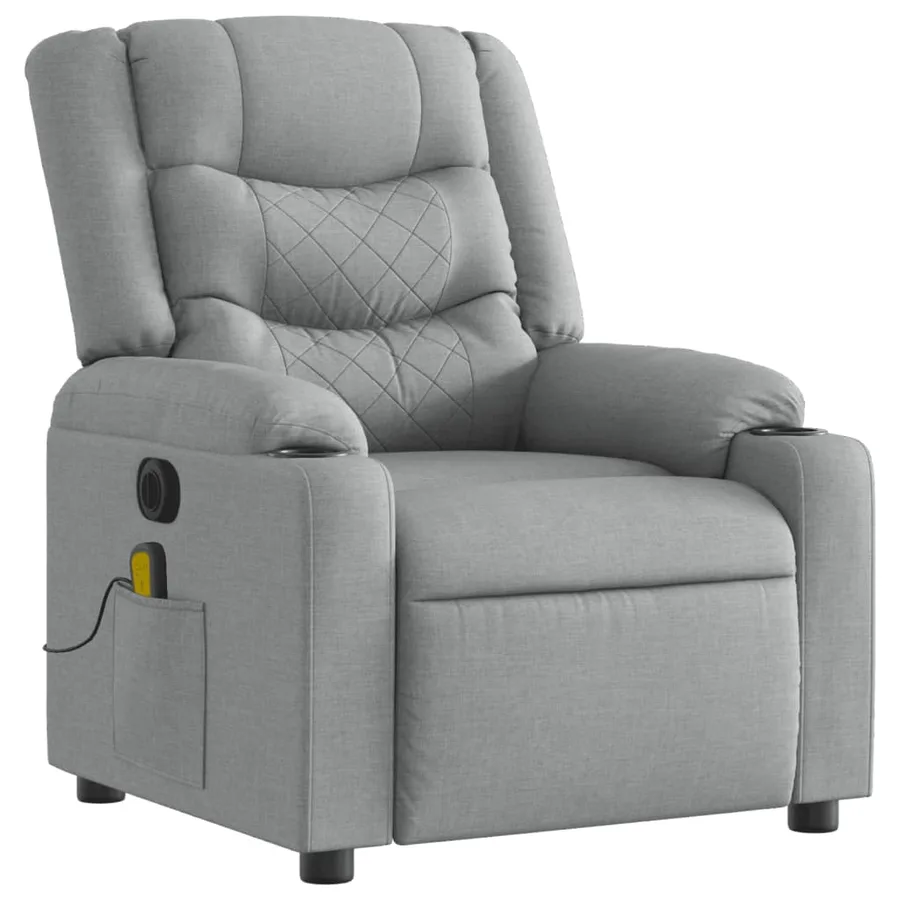 Fauteuil de massage inclinable électrique gris clair tissu - 4