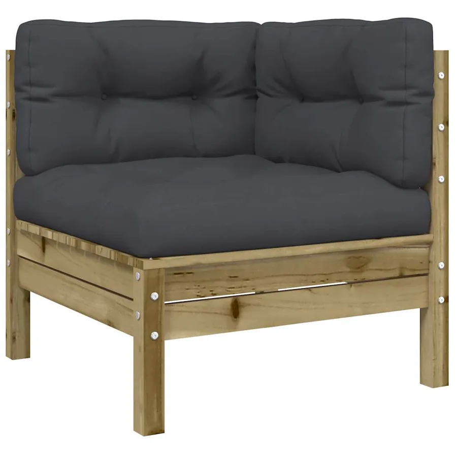 Canapé d'angle de jardin avec coussins 2 pcs bois pin imprégné - 5