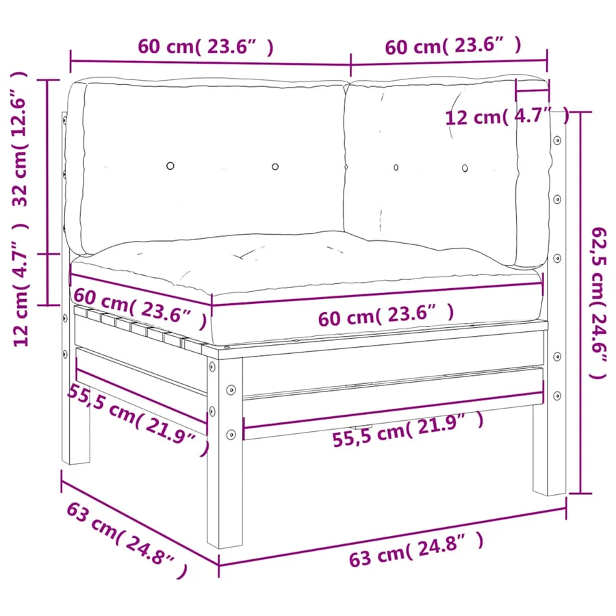 Canapé d'angle de jardin avec coussins 2 pcs bois pin imprégné - 9