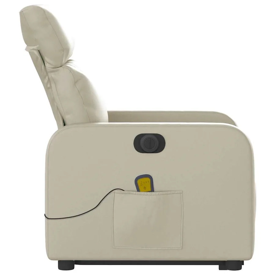 Fauteuil inclinable de massage électrique crème similicuir - 10