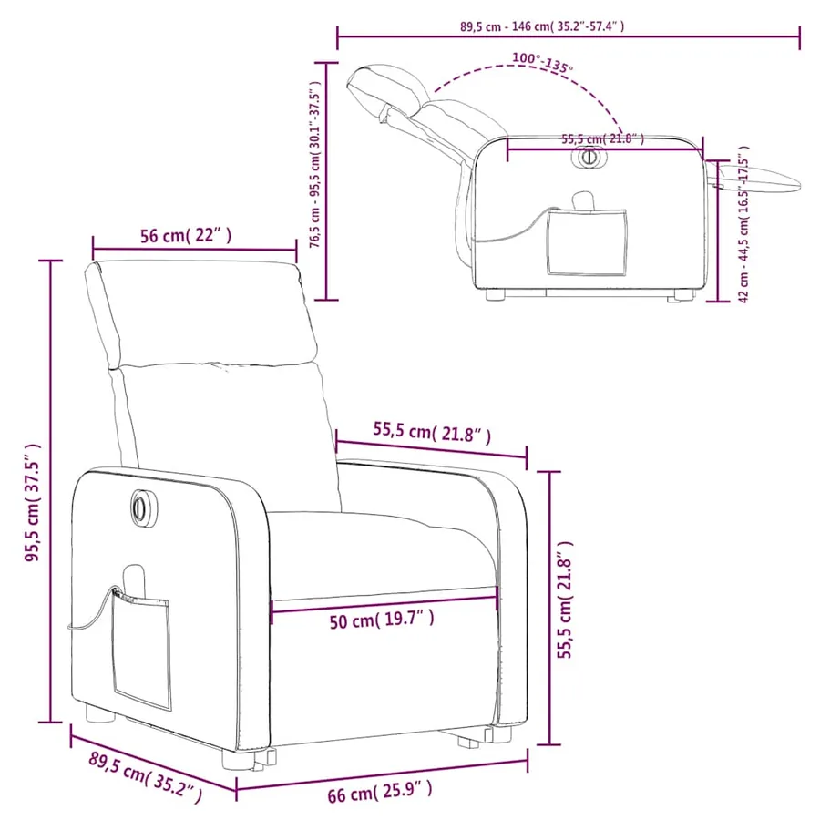 Fauteuil inclinable de massage électrique crème similicuir - 17