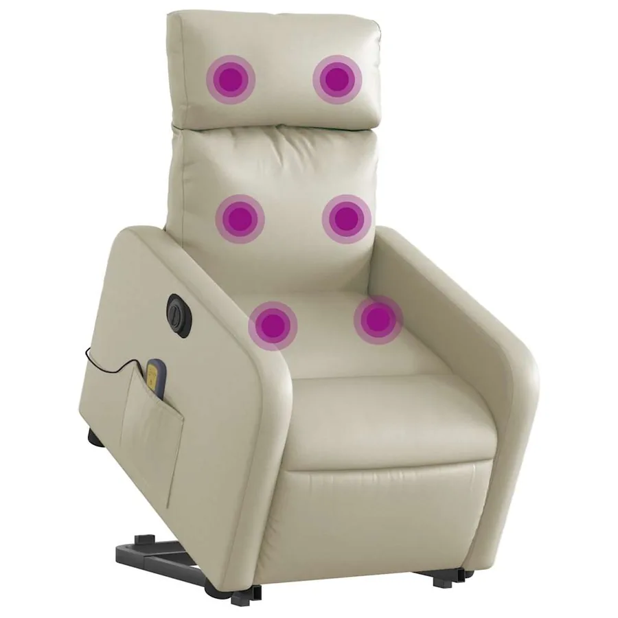 Fauteuil inclinable de massage électrique crème similicuir - 3