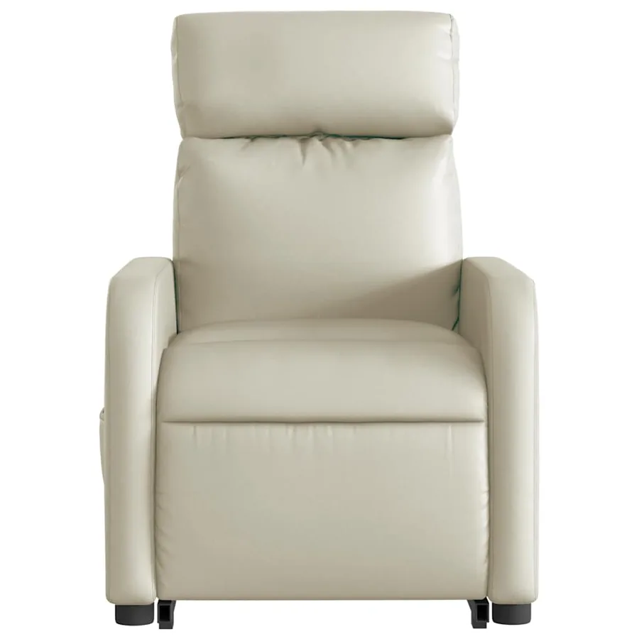 Fauteuil inclinable de massage électrique crème similicuir - 9
