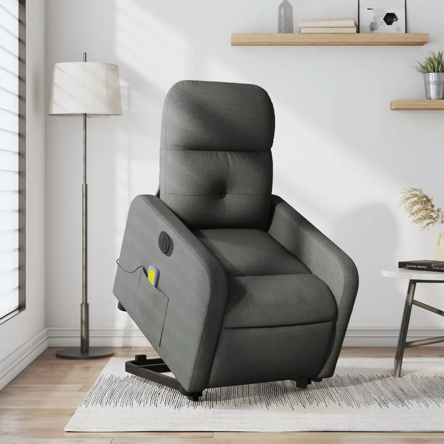 Fauteuil inclinable de massage électrique Gris foncé Tissu - 15