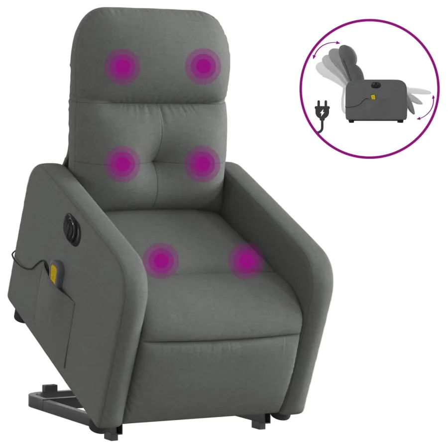 Fauteuil inclinable de massage électrique Gris foncé Tissu - 2
