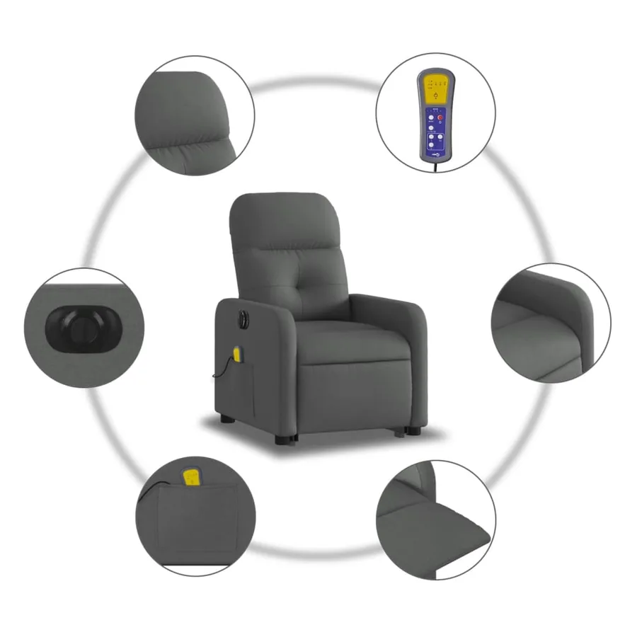 Fauteuil inclinable de massage électrique Gris foncé Tissu - 7