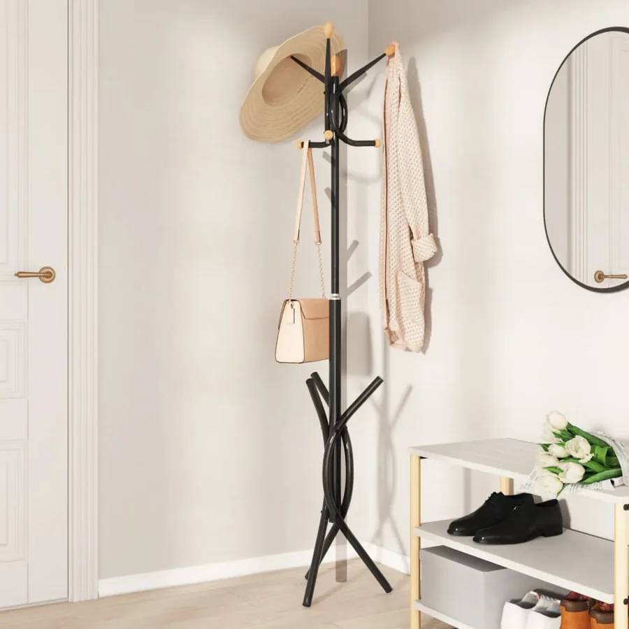 Porte-manteau noir 176 cm fer enduit de poudre - 3