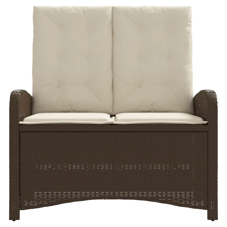 Banc inclinable de jardin avec coussins marron résine tressée - 3