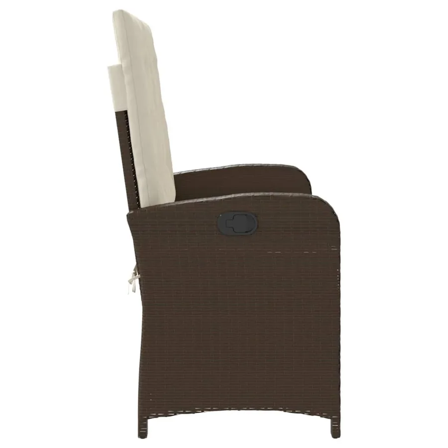 Banc inclinable de jardin avec coussins marron résine tressée - 4