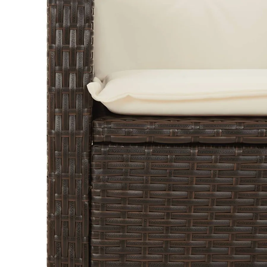 Banc inclinable de jardin avec coussins marron résine tressée - 7