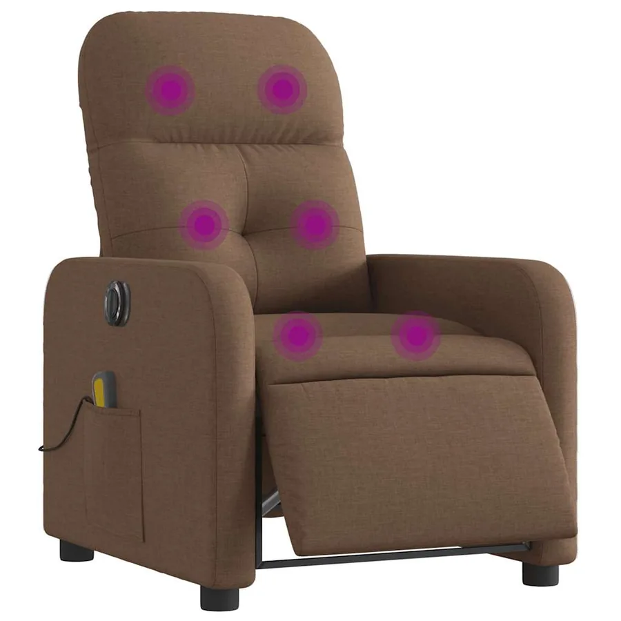 Fauteuil inclinable de massage électrique marron tissu - 3