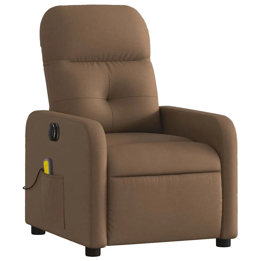 Fauteuil inclinable de massage électrique marron tissu - 4