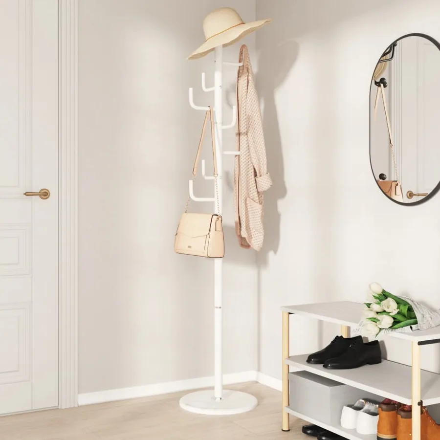 Porte-manteau blanc 183 cm fer enduit de poudre - 3