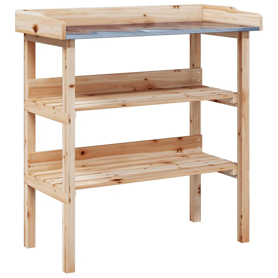Table à plantes avec étagères 78x38x82,5cm bois de sapin solide - 2