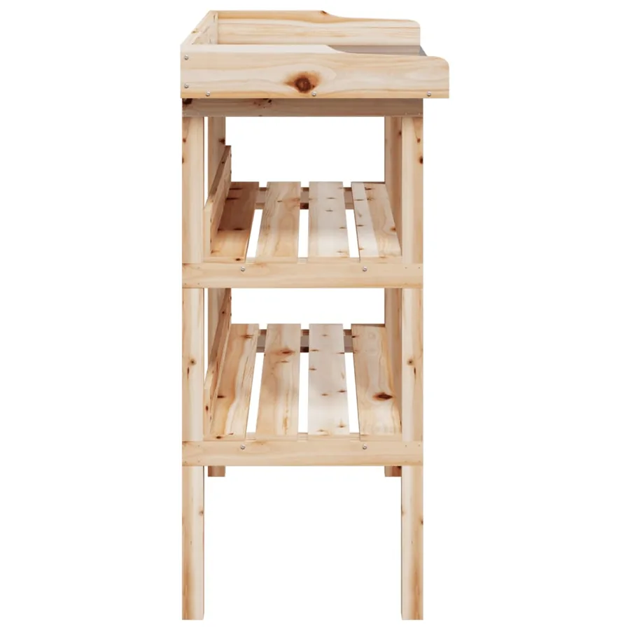 Table à plantes avec étagères 78x38x82,5cm bois de sapin solide - 5
