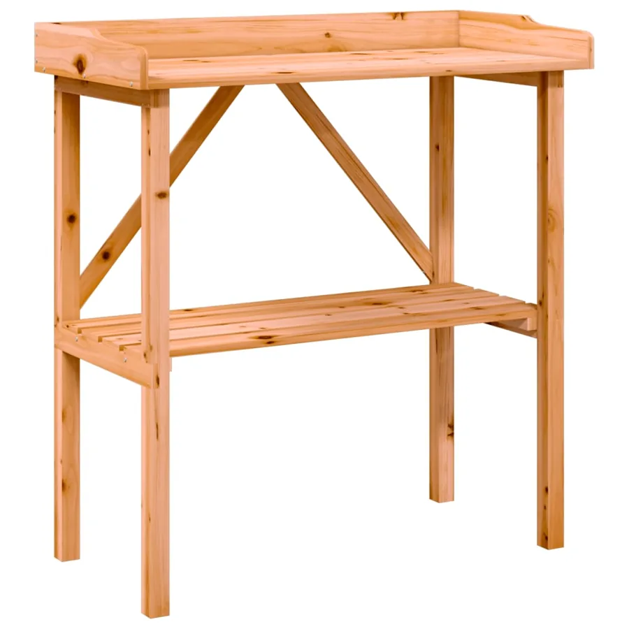 Table à plantes avec étagère marron 78x38x82,5 cm bois de sapin - 2