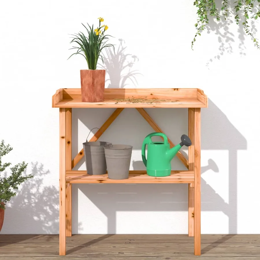 Table à plantes avec étagère marron 78x38x82,5 cm bois de sapin - 3