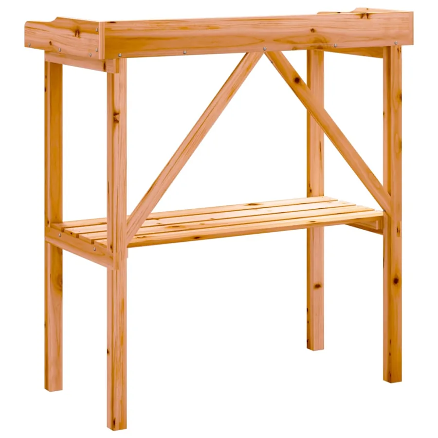 Table à plantes avec étagère marron 78x38x82,5 cm bois de sapin - 6