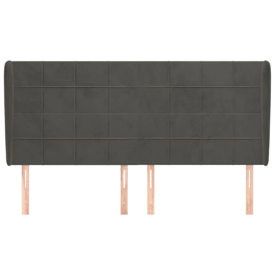 Tête de lit avec oreilles Gris foncé 163x23x118/128 cm Velours - 3