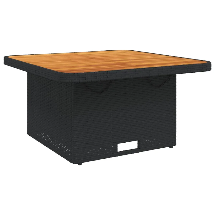 Table de jardin noir 80x80x71 cm résine tressée et bois acacia - 2
