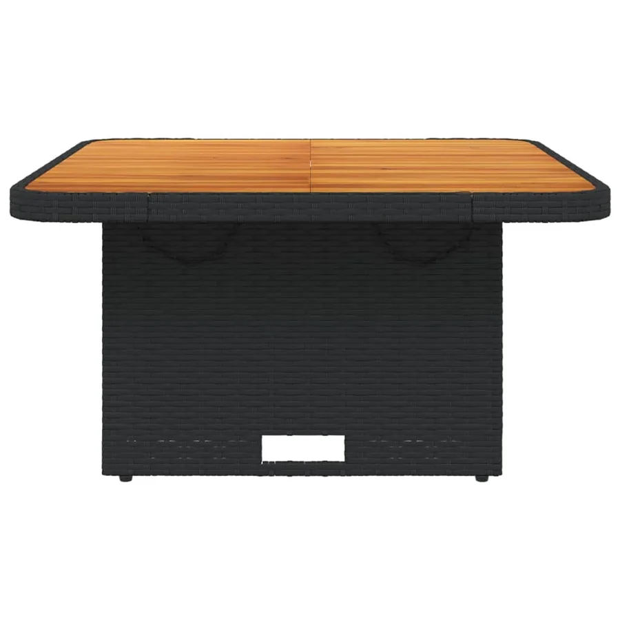Table de jardin noir 80x80x71 cm résine tressée et bois acacia - 5