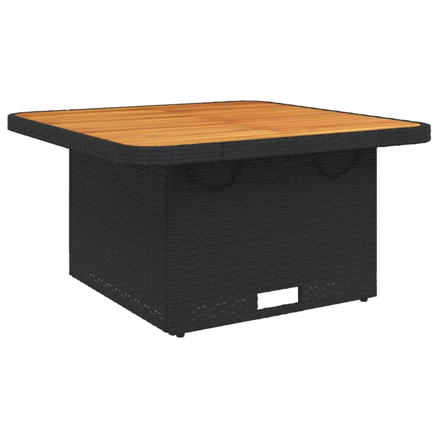 Table de jardin noir 80x80x71 cm résine tressée et bois acacia - 7