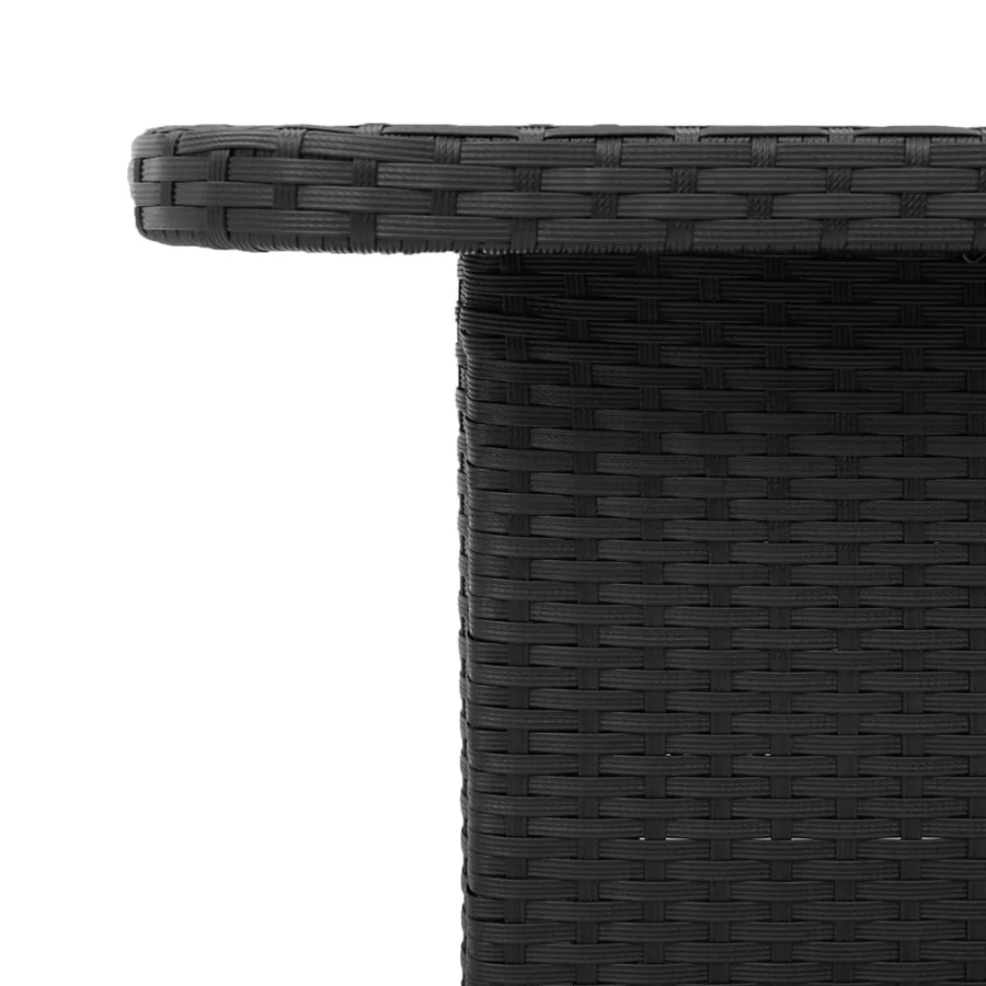Table de jardin noir 80x80x71 cm résine tressée et bois acacia - 8