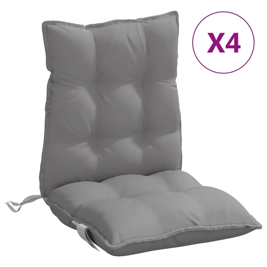 Coussins de chaise à dossier bas lot de 4 gris tissu oxford - 2