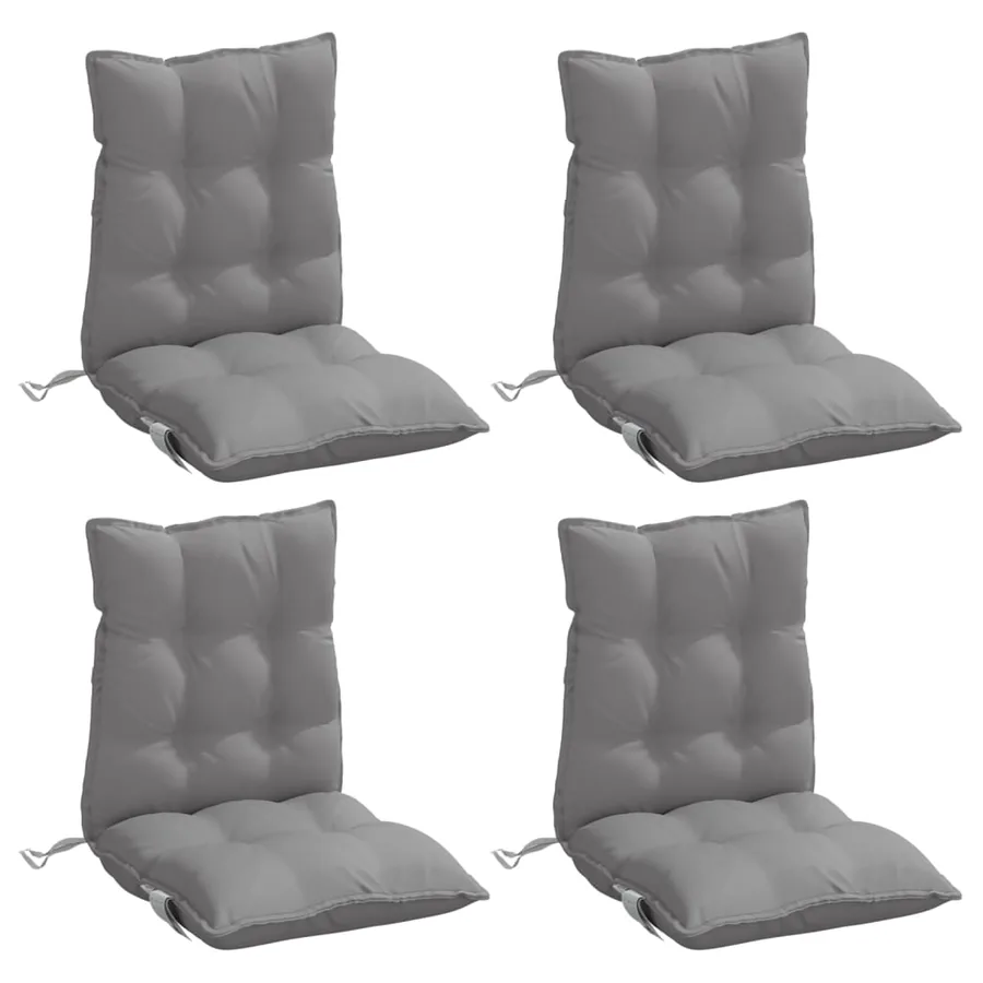 Coussins de chaise à dossier bas lot de 4 gris tissu oxford - 3