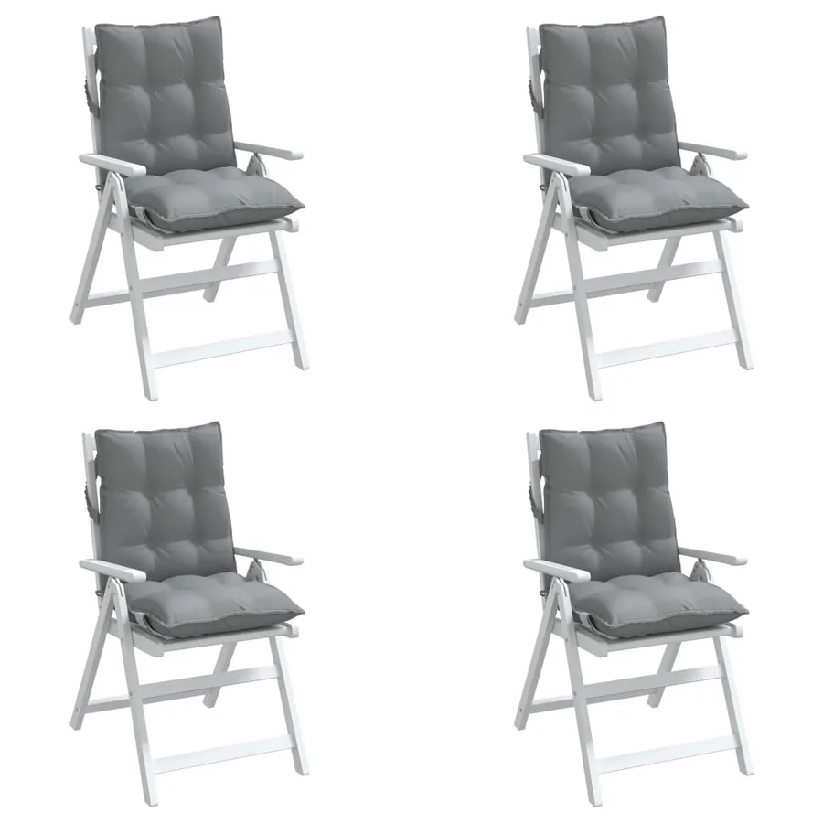 Coussins de chaise à dossier bas lot de 4 gris tissu oxford - 4