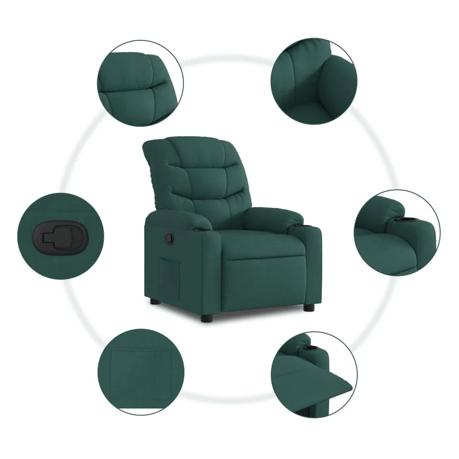 Fauteuil inclinable Vert foncé Tissu - 5