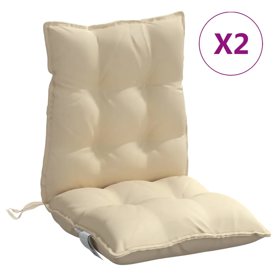 Coussins de chaise à dossier bas lot de 2 beige tissu oxford - 2