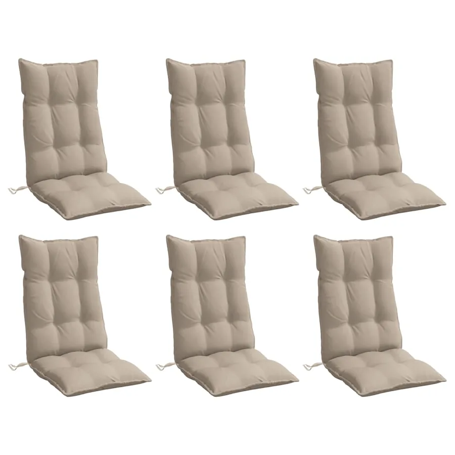 Coussins de chaise à dossier haut lot de 6 taupe tissu oxford - 3