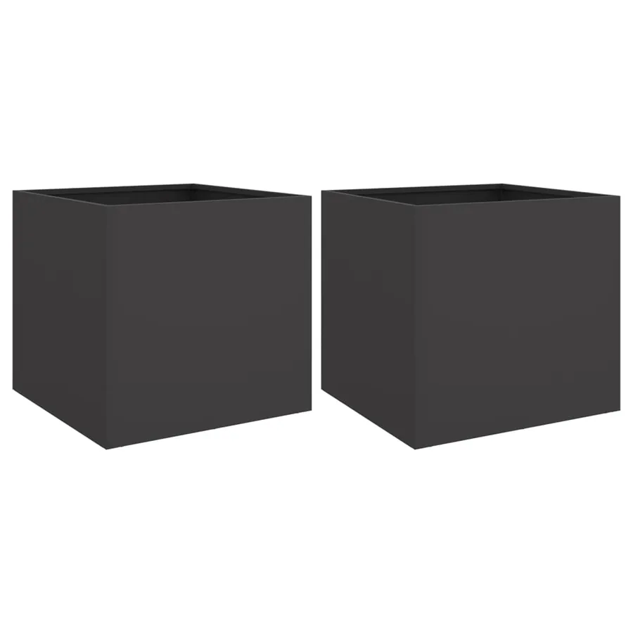 Jardinières 2 pcs noir 42x40x39 cm acier - 2
