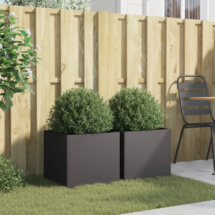 Jardinières 2 pcs noir 42x40x39 cm acier - 3