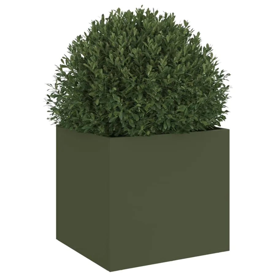 Jardinière vert olive 32x30x29 cm acier - 4
