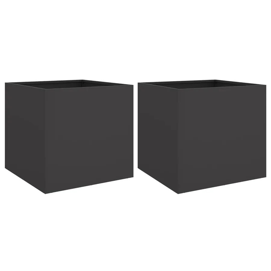 Jardinières 2 pcs noir 49x47x46 cm acier - 2