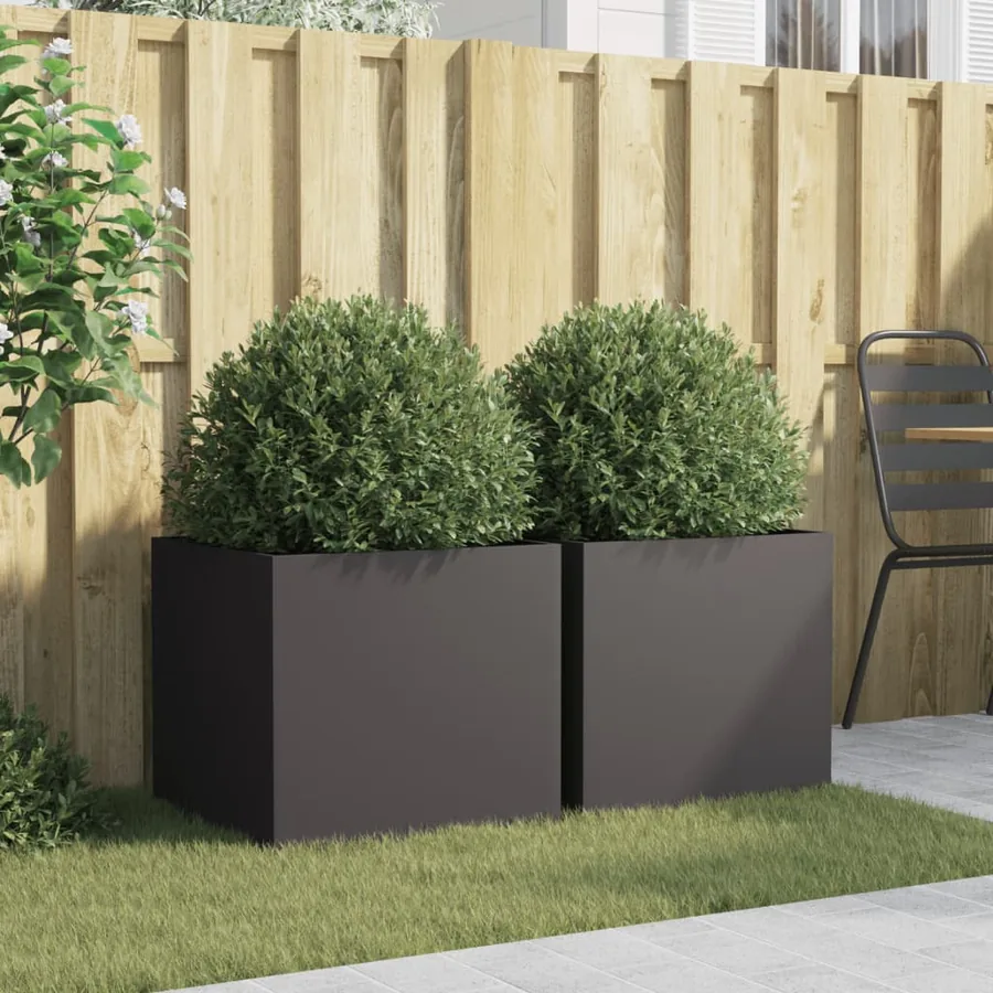 Jardinières 2 pcs noir 49x47x46 cm acier - 3
