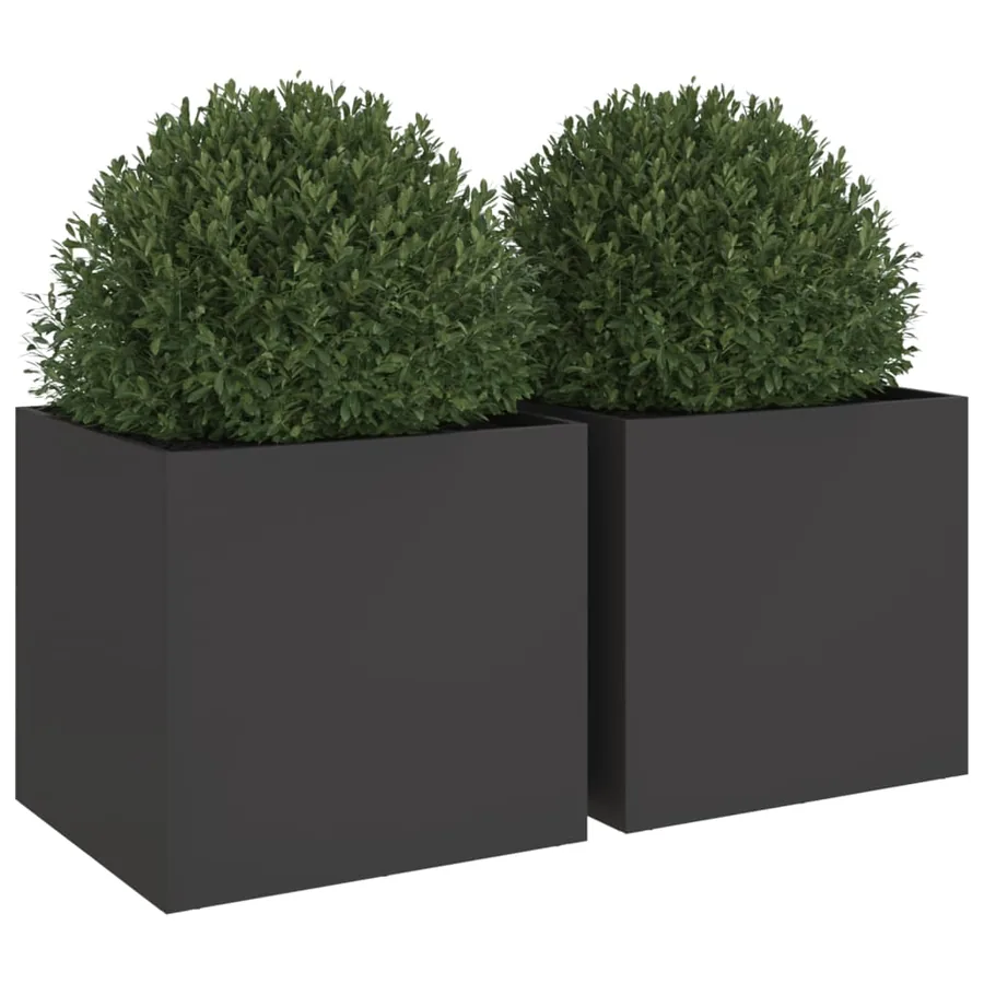 Jardinières 2 pcs noir 49x47x46 cm acier - 4
