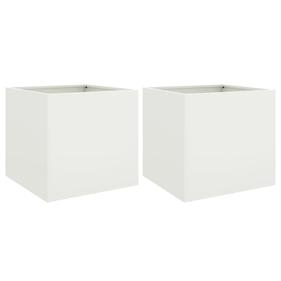Jardinières 2 pcs blanc 49x47x46 cm acier - 2