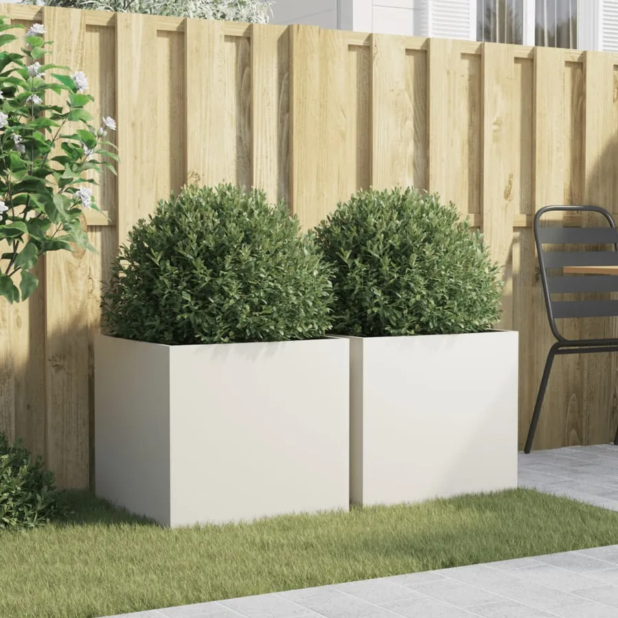 Jardinières 2 pcs blanc 49x47x46 cm acier - 3